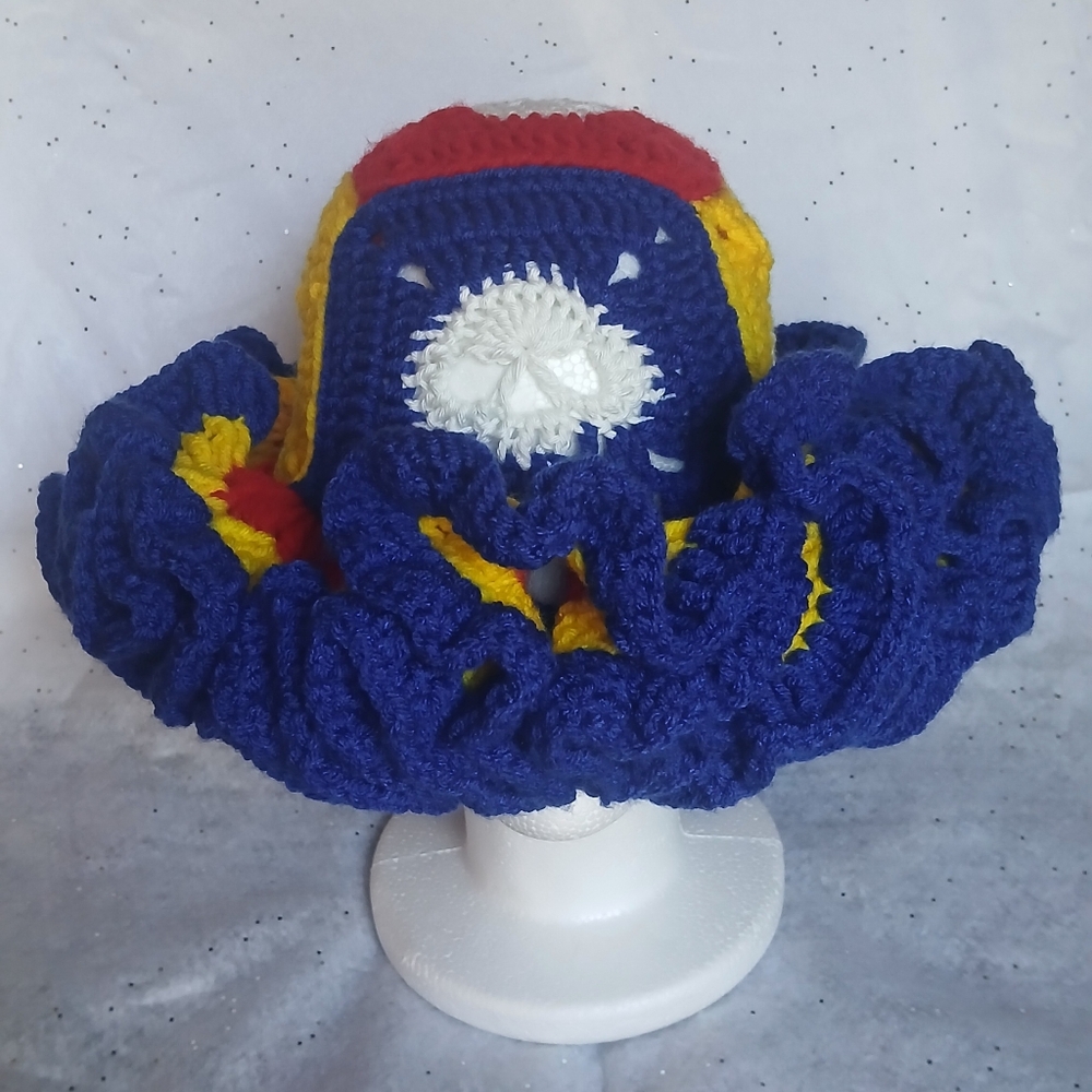 Skull Granny Square Ruffle Bucket Hat